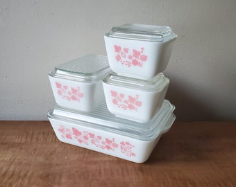 Vintage Pyrex Pink Gooseberry: Complete Refrigerator Dish Set
