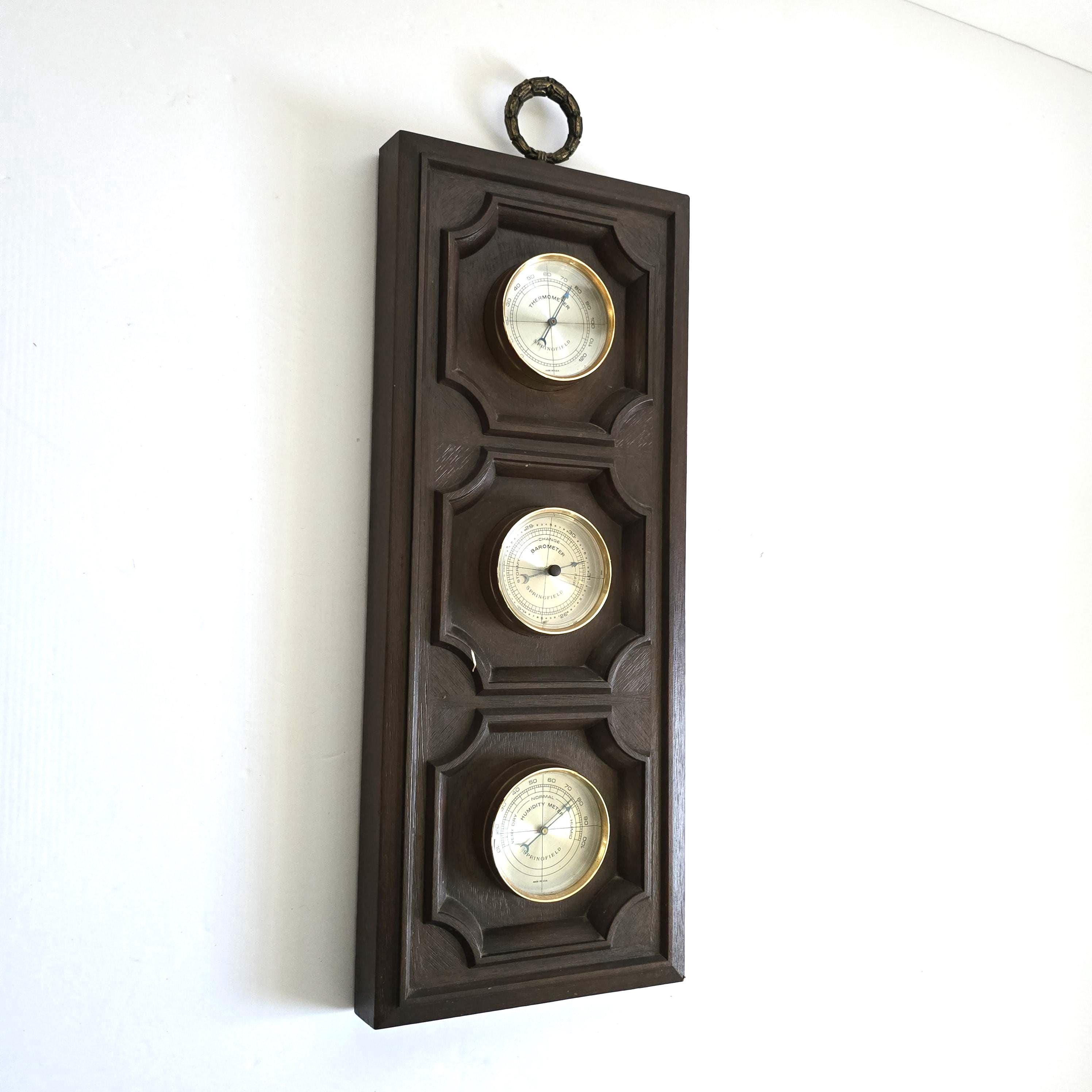 Vintage Springfield Wall Weather Station: Temperature Barometer