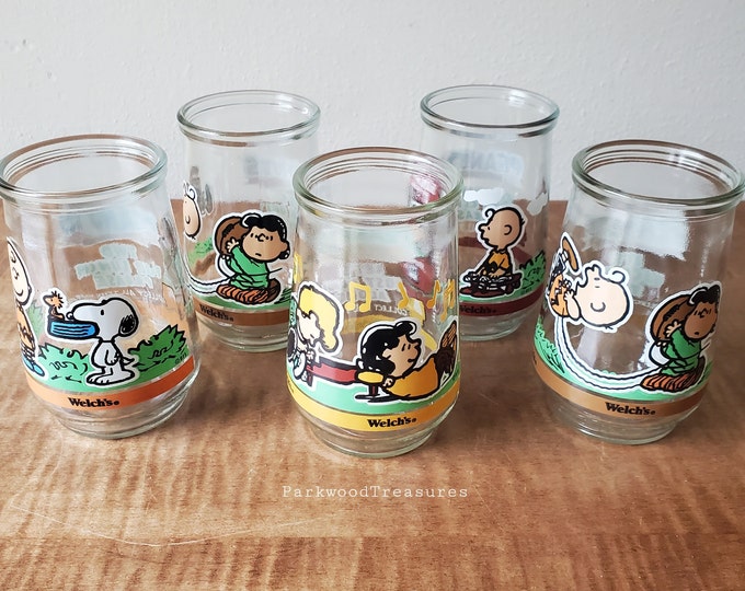 Vintage Welch's Jelly Jars Glasses/welch's Peanuts Comic Classics