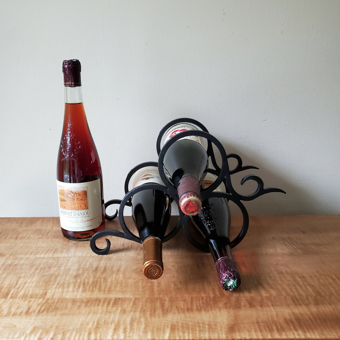 Triangular Wine Rack Iron 3 Bottle Wine Rack - Triangular Tabletop Design - Etsy