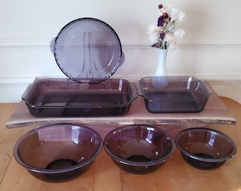 Vintage Pyrex Amethyst Glass Bakeware 6 Piece Set