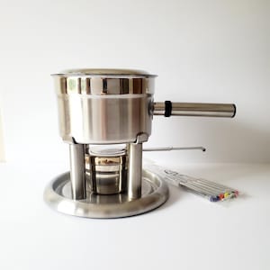 fondue set vintage Hoffritz Stainless Steel fondue pot and forks