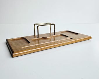 vintage men's valet: wood dresser top organizer