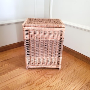 wicker clothes hamper vintage 20" height rectangular laundry hamper