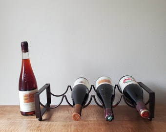 Vintage Wine Rack, Wrougnt Iron Wine Rack, Countertop Wine Rack, Wine Rack Free Standing, Metal Wine Rack