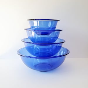 Pyrex cobalt blue glass mixing bowls 4 nesting bowl set