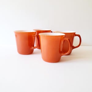 Pyrex mugs 4 vintage rust orange coffee mugs