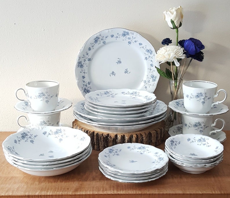 Vintage Johann Haviland Blue Garland China Dinnerware Set Etsy