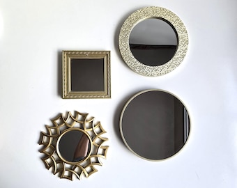 4 vintage framed mirrors: mix group wall decor