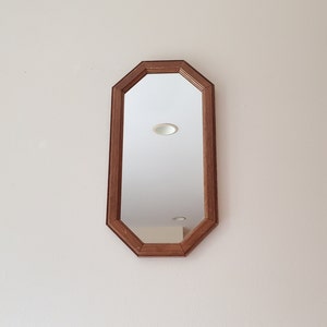 Vintage Wall Mirror, Oval Octagon Hanging Mirror, 22&quot; x 11&quot; Mirror, Wood Framed Oval Mirror