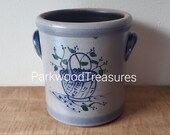 Vintage Rowe Pottery Works Crock 6 1 2 quot Rowe Pottery Crock Salt Glaze with Rare Blueberry Design
