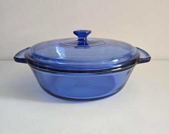 Vintage 7 Piece Pyrex Anchor Hocking Cobalt Blue Glass Baking Set