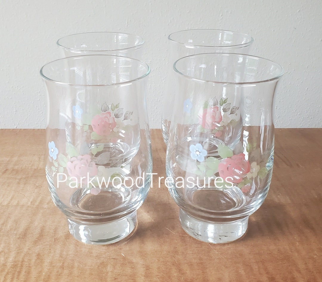 Vintage Pfaltzgraff Tea Rose Tumblers Glasses Glassware Set of Etsy