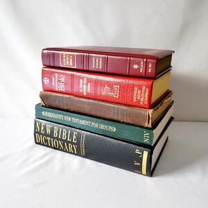 Religious Book Stack, 5 Vintage Religious Books, Christian Reference Bible Books, Instant 20th Century Bible Reference Collection