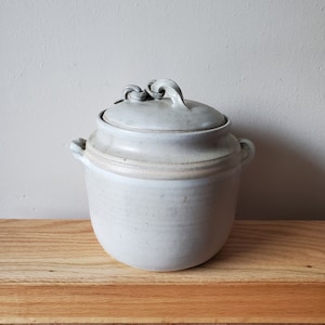 stoneware covered bean pot vintage ceramic soup crock with lid