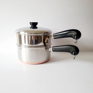Vintage Revere Ware Copper Bottom Sauce Pan and Steamer