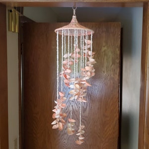 Vintage Shell Chandelier, Sea Shell Wind Chime, Sea Shell Mobile,