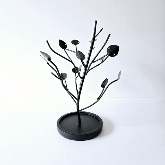 Black Metal Jewelry Tree Earring & Bracelet Holder