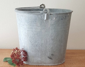 Metal Bucket Galvanized Pail Unique Oval Shaped Utility Bucket