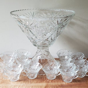 Vintage Punch Bowls Glass Wedding Punch Bowl Set for 20