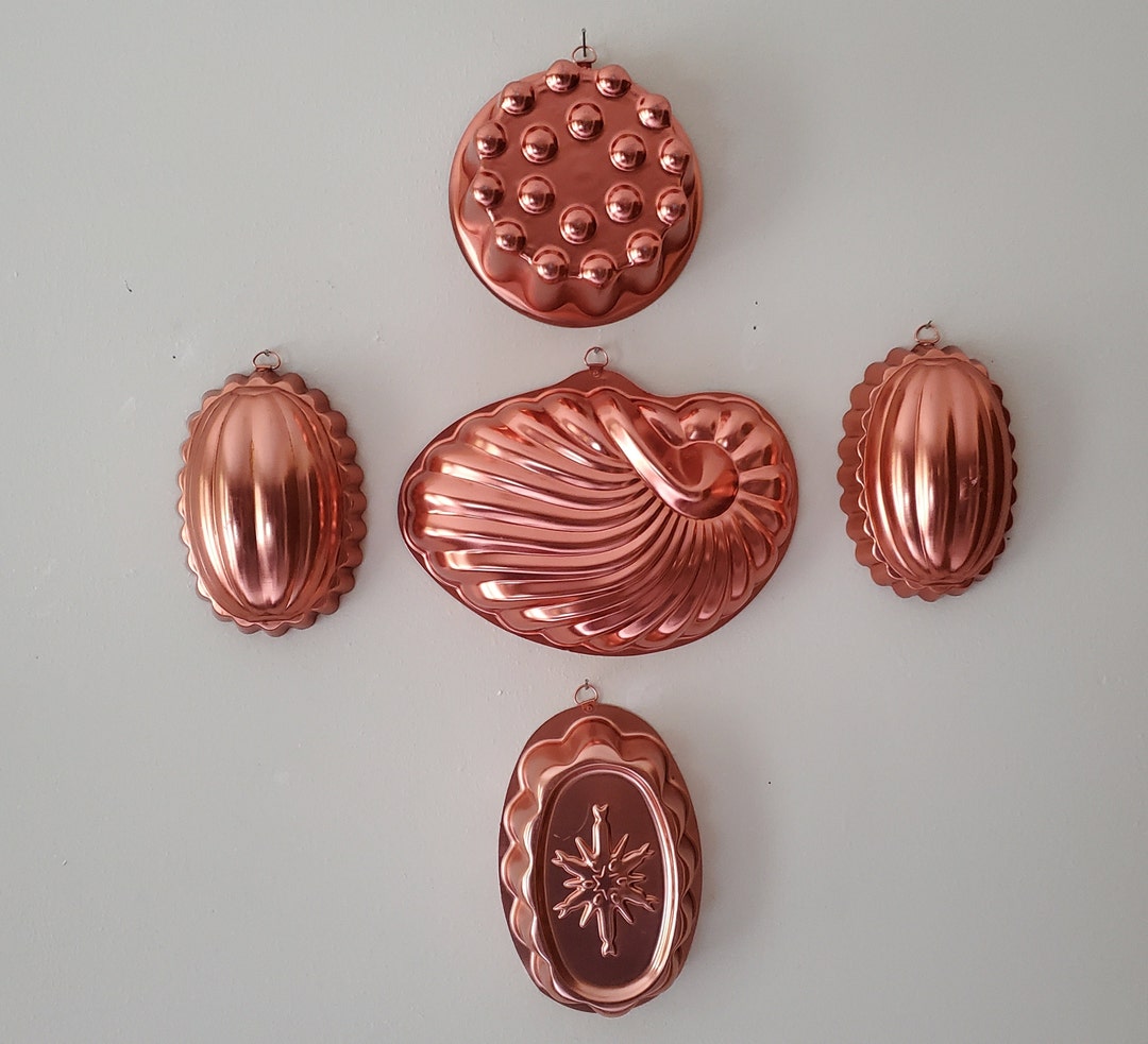 Vintage Copper Jello Molds, Kitchen Wall Decor, 5 Pieces Etsy