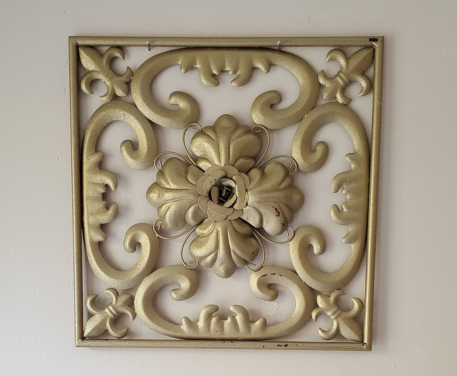 Vintage Art Nouveau Ornate Metal Tile Wall Art Scroll Metal Etsy