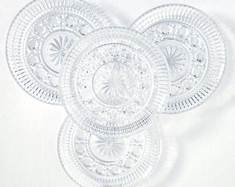 Federal Glass Windsor Button & Cane: 4 Bread Plates