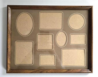 12" x 15" vintage collage wood frame: wall hanging vertical or horizontal