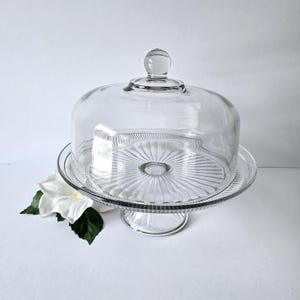 Vintage Glass Pedestal Cake Stand with Dome: Converts to Punch Bowl