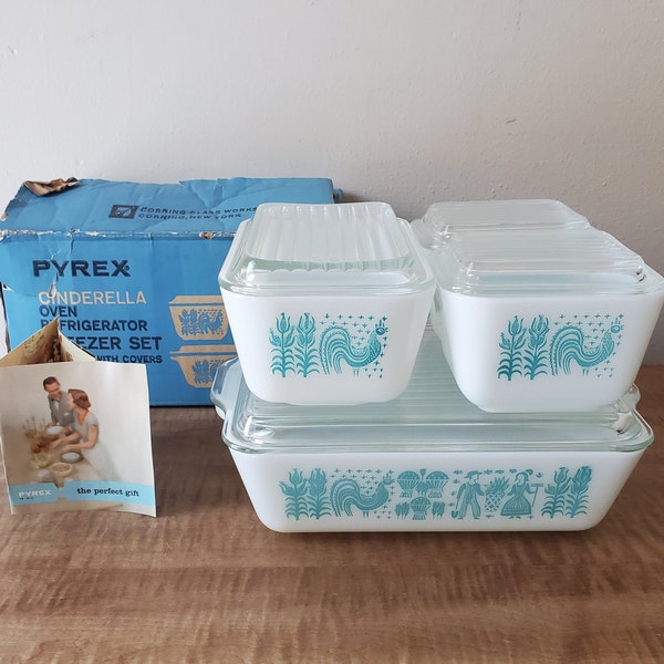Complete Pyrex Amish Butterprint refrigerator set New in Box