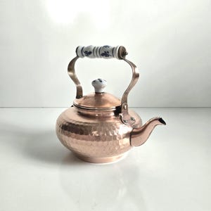 copper tea kettle vintage copper teapot with ceramic handle