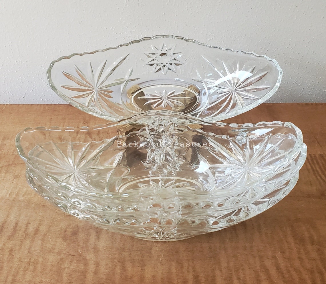 Vintage Anchor Hocking Glass Bowls 4 Star of David Oval Bowls Etsy