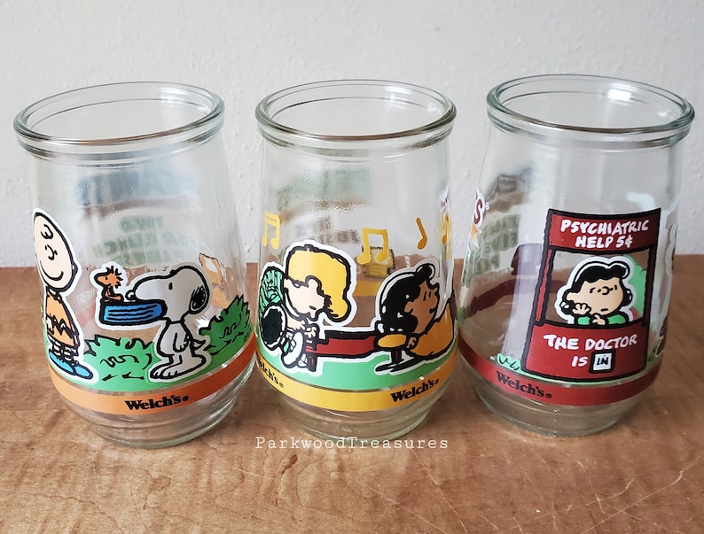 Vintage Welch's Jelly Jars Glasses/welch's Peanuts Etsy
