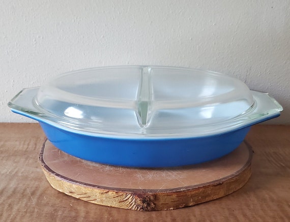 Pyrex Royal Blue Divided Casserole Dish - 1 1/2 QT