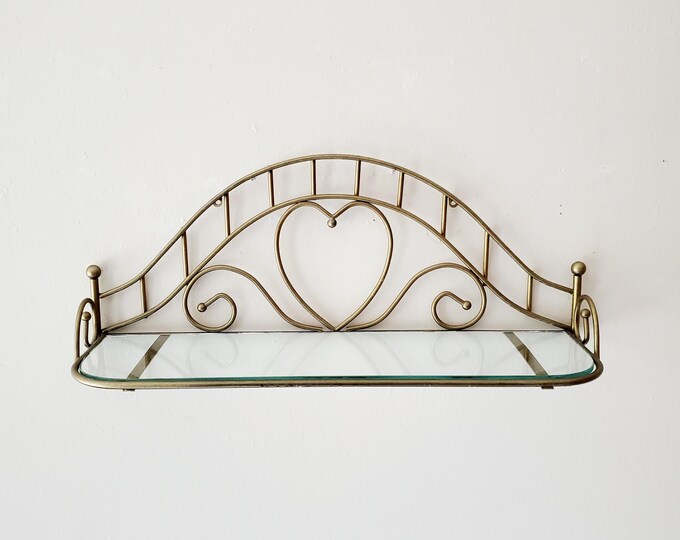 Vintage Metal Wall Shelf, Bathroom Metal and Glass Shelves, Entryway ...