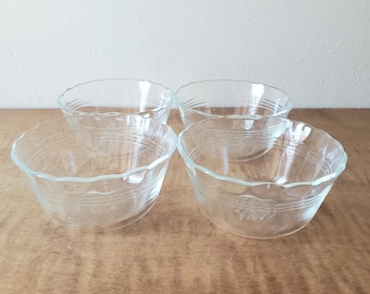 Pyrex Prep Bowls: 463 Clear Thin Glass Custard Cup Set of 4