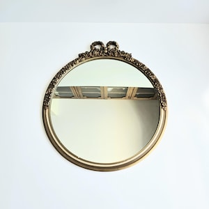 wall mirror 26" vintage Noyer ornate carved wood hanging mirror
