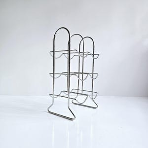 6 bottle vintage chrome metal wine rack