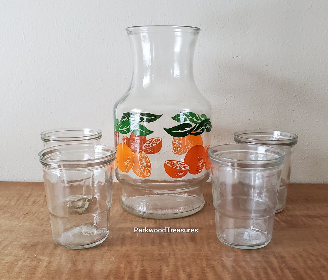 Vintage Ball Jar Jelly Juice Glasses and Glass Orange Juice Picture Etsy