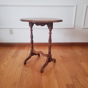 Antique American Folding Violin Table, Vintage Wooden Side Tables