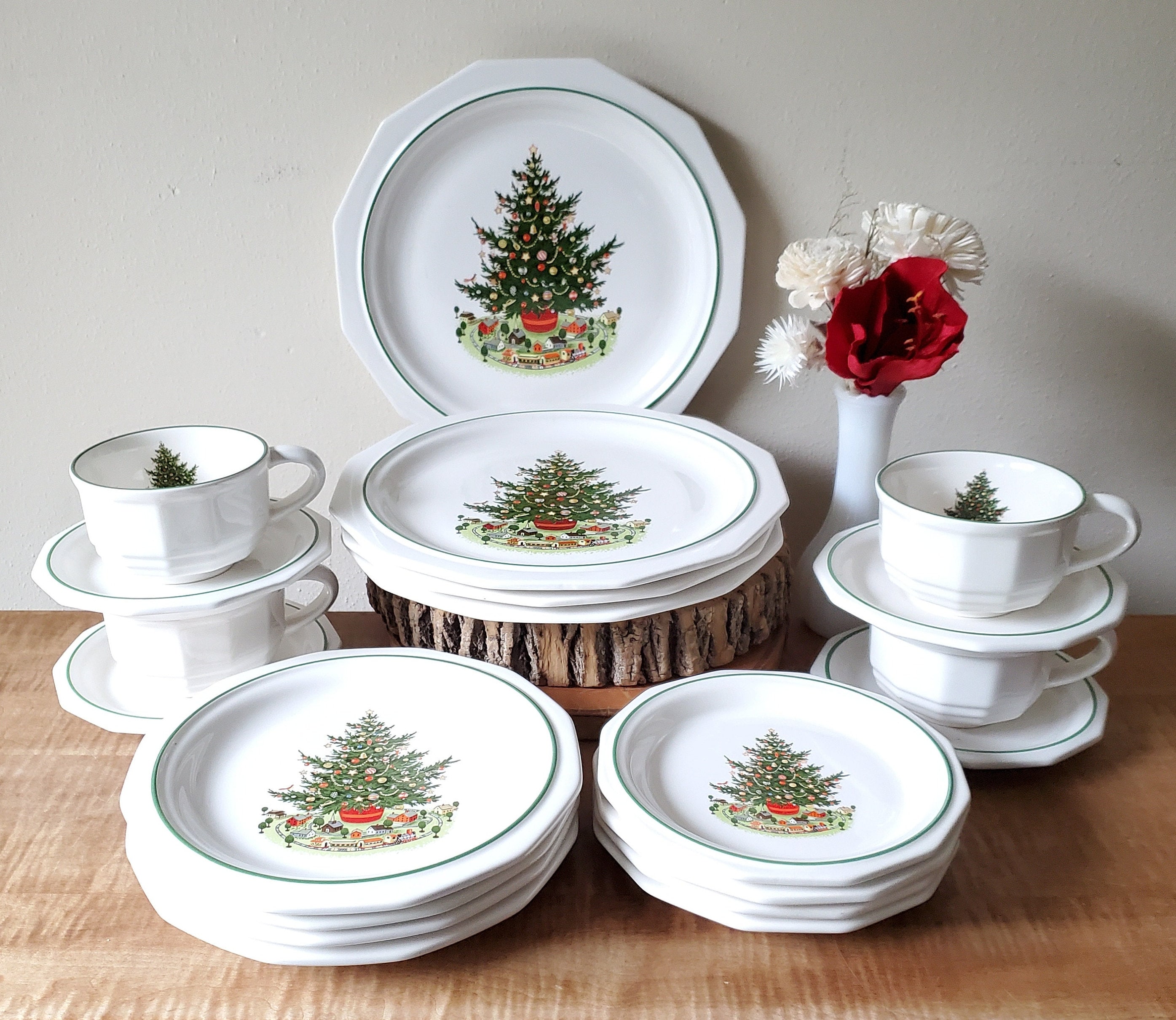Vintage Christmas Heritage Dinnerware 20 Piece Set for 4 by Pfaltzgraff 1980 1990s Made in the USA Etsy