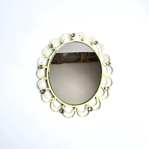 MCM oval wall mirror 12&quot; vintage ornate accent mirror tabletop or wall hanging mirror
