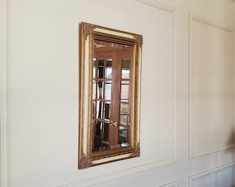 Vintage Mirror,  30" x 17", Wall Hanging Mirror, Maple Wood Framed Mirror