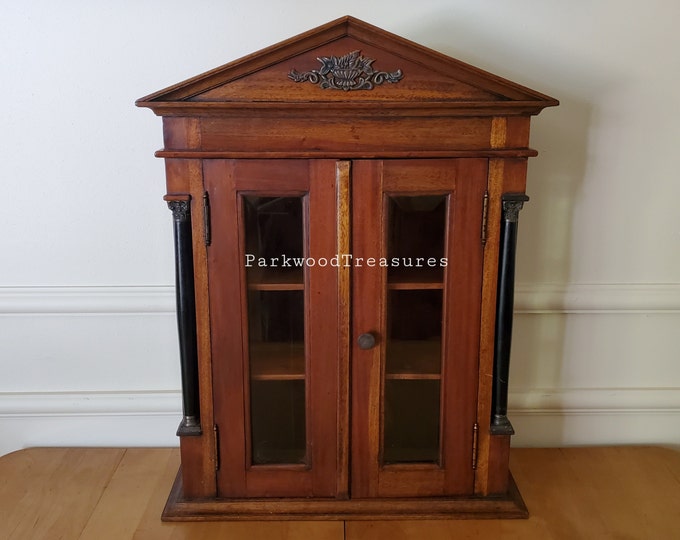 Vintage Curio Glass Doors 3 Tier Shadow Box Wood Etsy