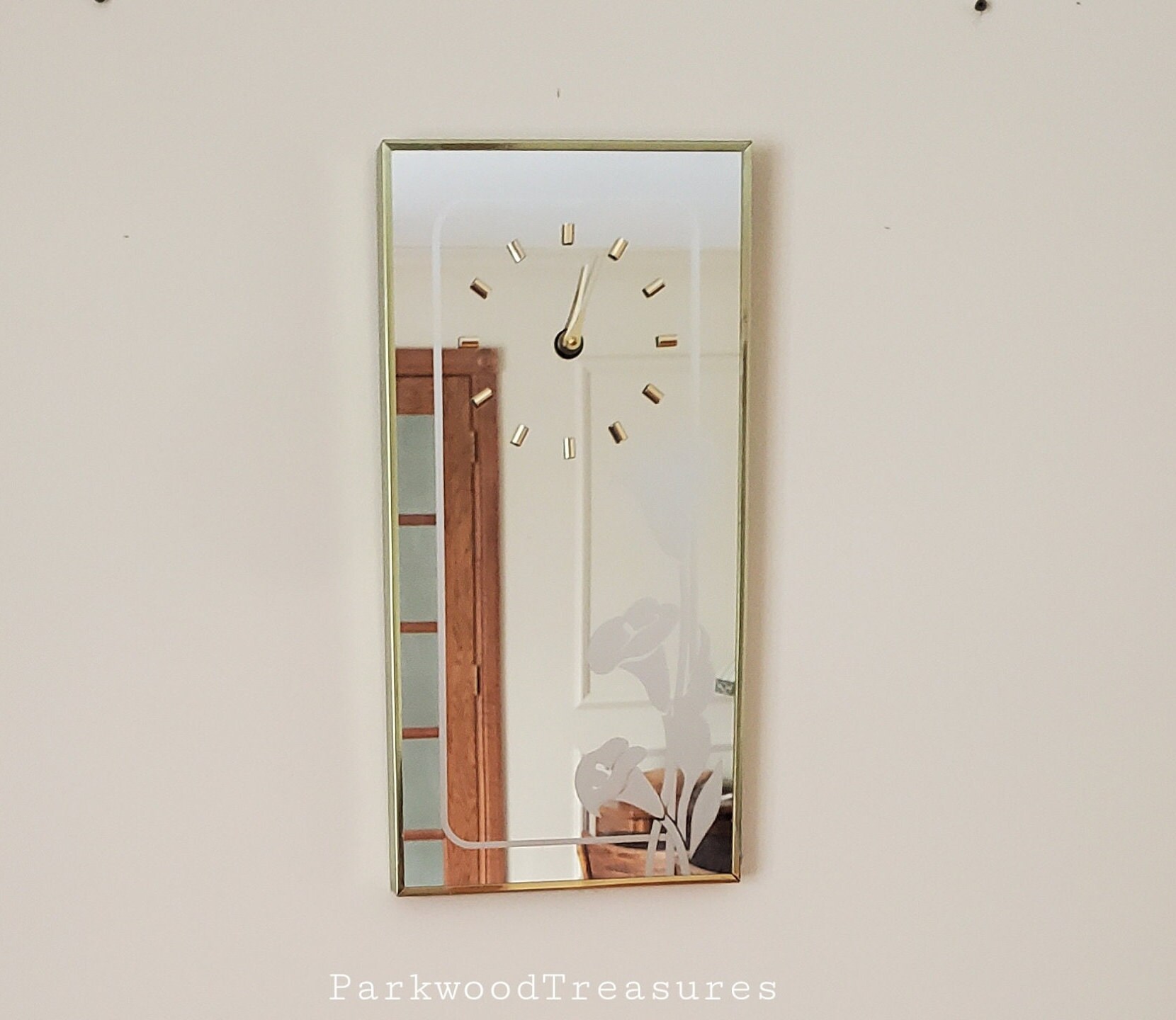 Vintage Post Modern Mirror Clock by Mechanical Mirror Works
