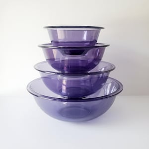 Pyrex Amethyst Glass Mixing Bowl Set Nesting Bowls