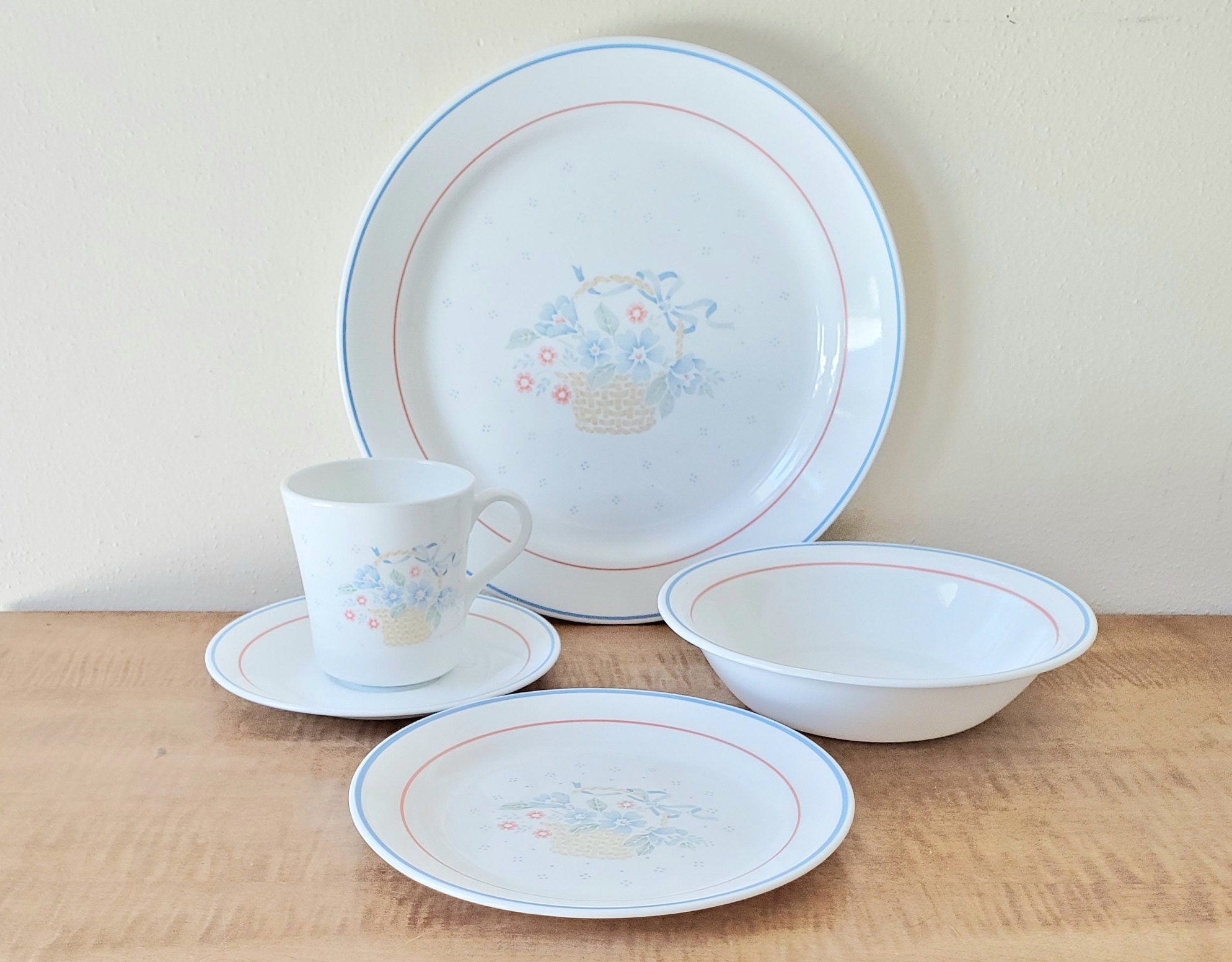 Vintage Corelle Country Cornflower Dinnerware 21 Piece Set for Etsy