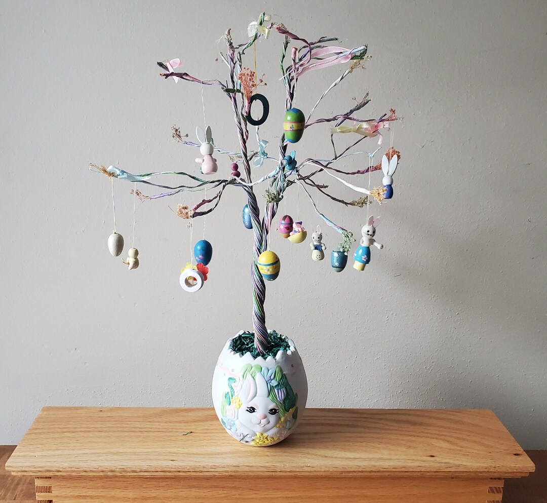 Vintage Easter Egg Tree With Easter Ornaments Etsy