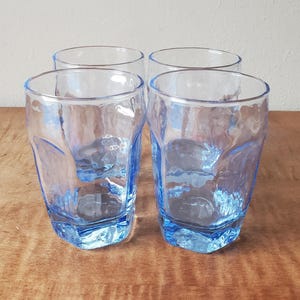 Libbey juice glasses 4 vintage Chivalry Blue faceted juice glasses Excellent!