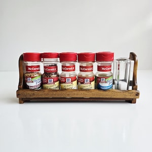 12&quot; vintage small wood spice rack for wall or countertop